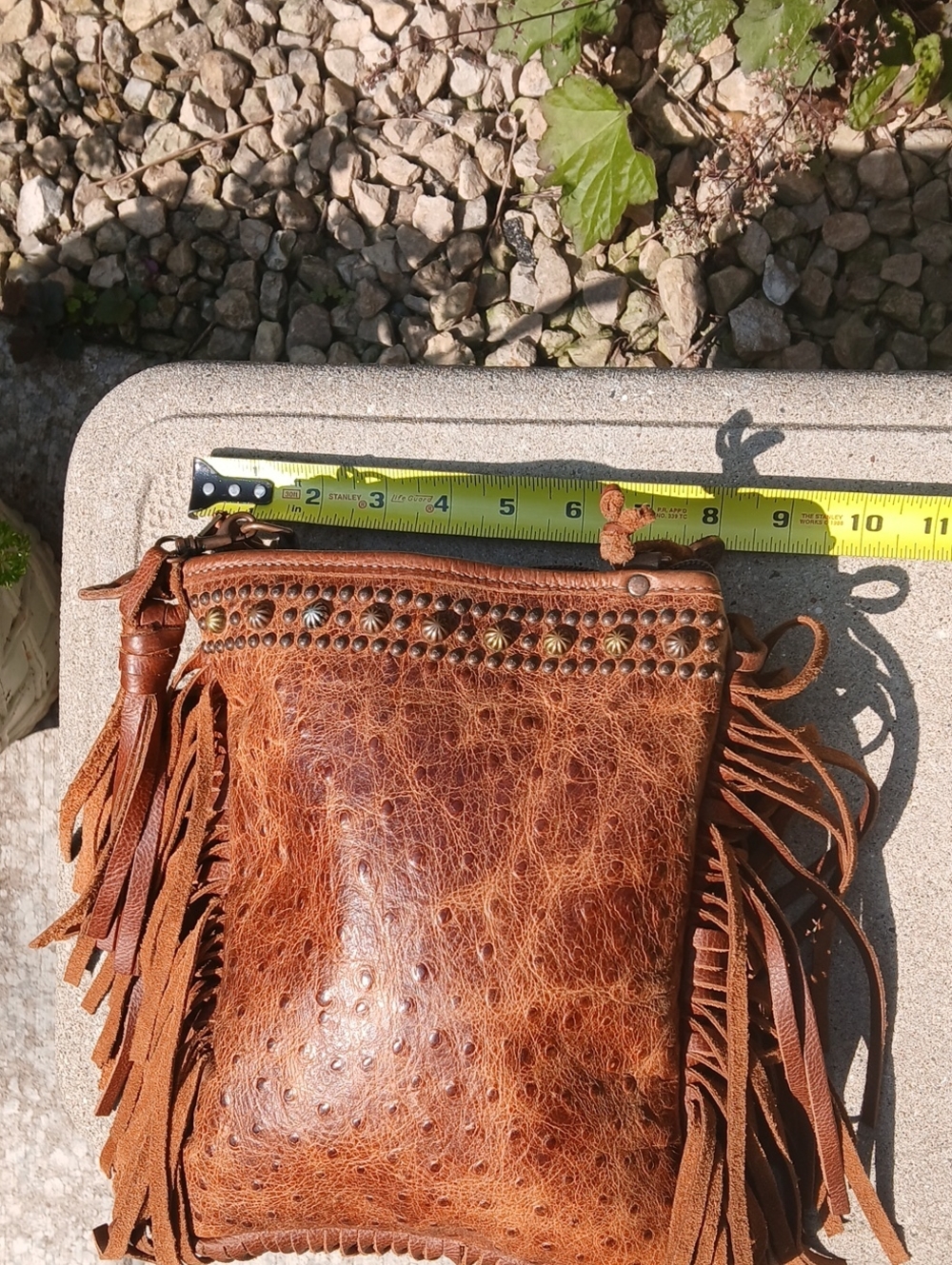 Double J Saddlery the PP41 Vintage Cognac Ostrich Pouch Purse - Picture 9 of 16
